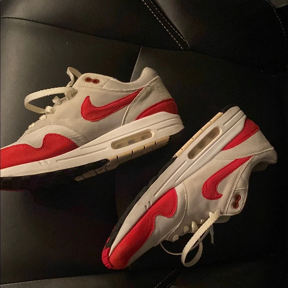 Nike AIR MAX!!! Red and White Sneakers Classic Design BX1 - Picture 9 of 13